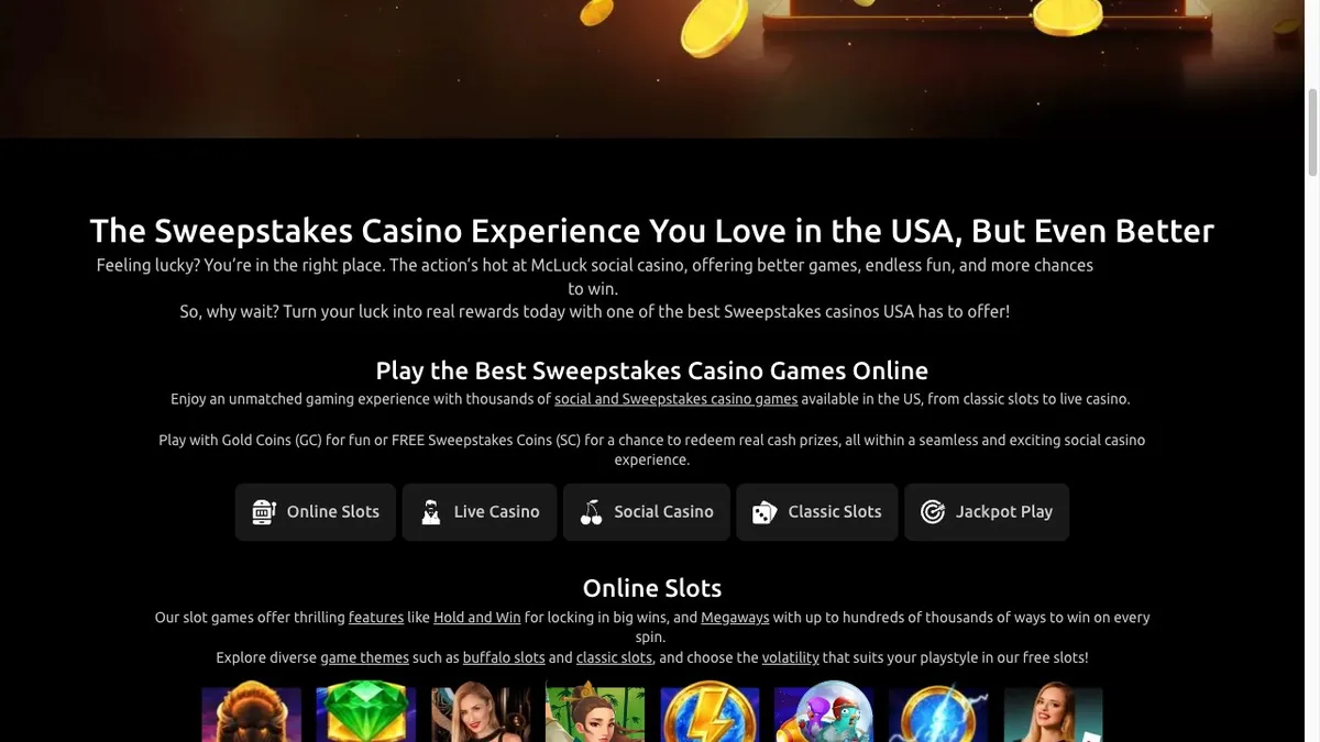McLuck game lobby showing its licensed slots library